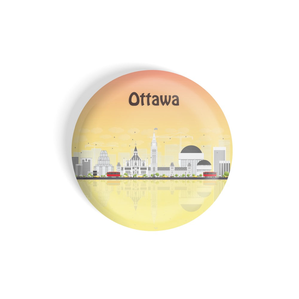 dhcrafts Round Fridge Magnet Multicolour Places Ottawa Capital Of Canada Glossy Finish Design Pack of 1 (75 mm)